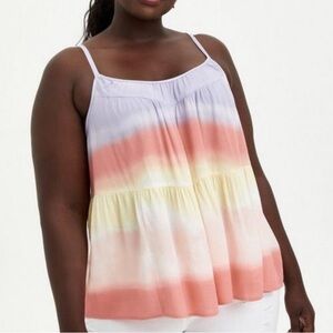 NWT Torrid Gauze Tiered Cami beach MultiColored tiered Size 0 large 12